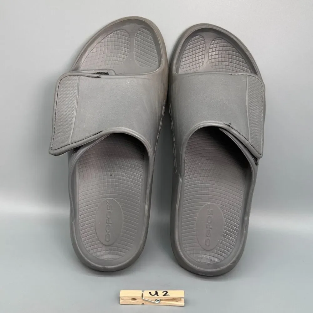 OOFOS OOahh Sport Flex Men 14 Slate Gray Slides Sandals Slip-On Open Toe Comfort